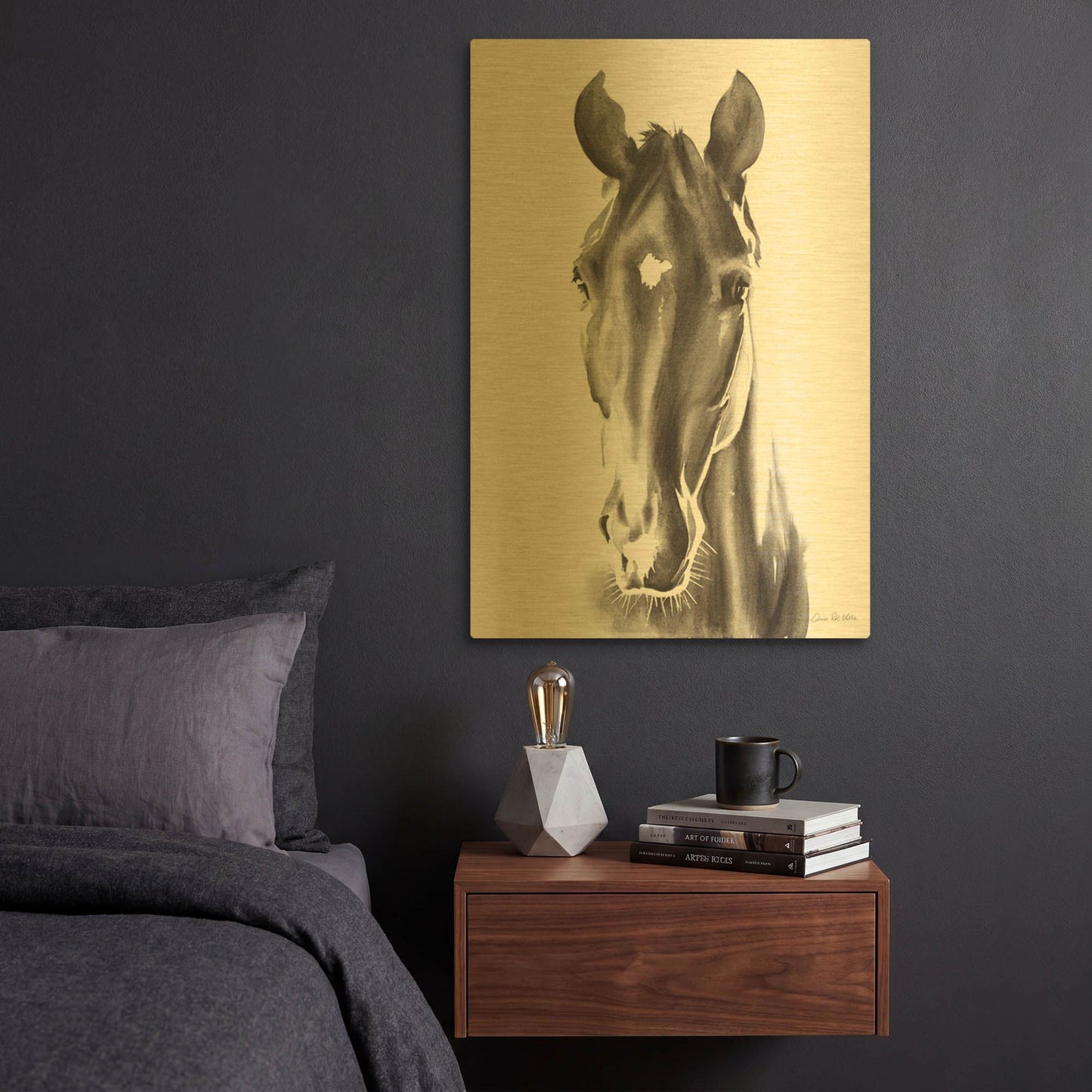 'Le Cheval Noir' By Alan Majchrowicz Gold Metal Wall Art