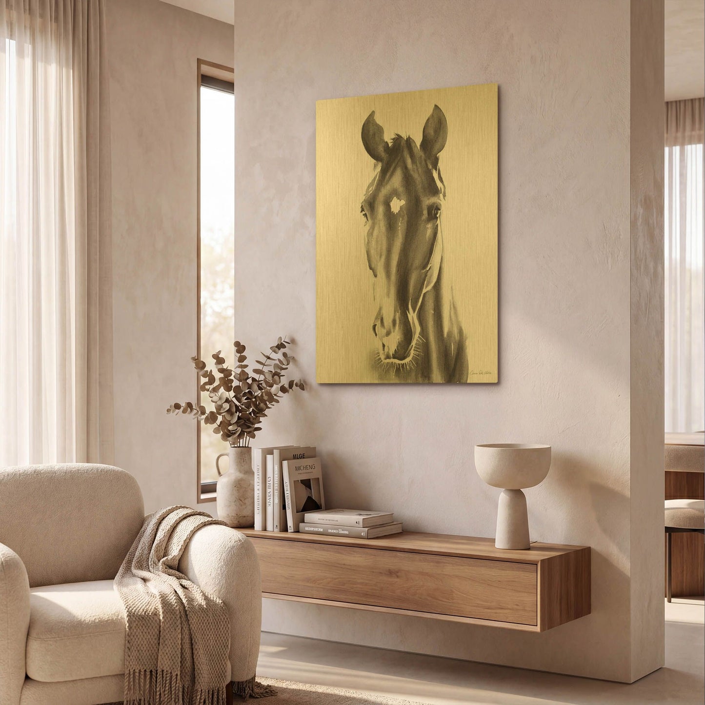 'Le Cheval Noir' By Alan Majchrowicz Gold Metal Wall Art