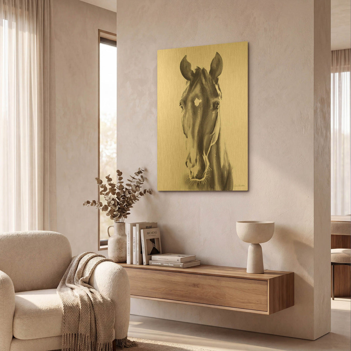 'Le Cheval Noir' By Alan Majchrowicz Gold Metal Wall Art