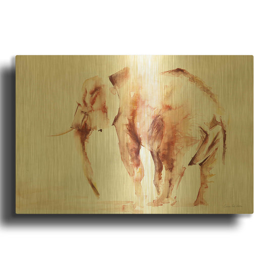 'Lone Elephant' By Alan Majchrowicz Gold Metal Wall Art