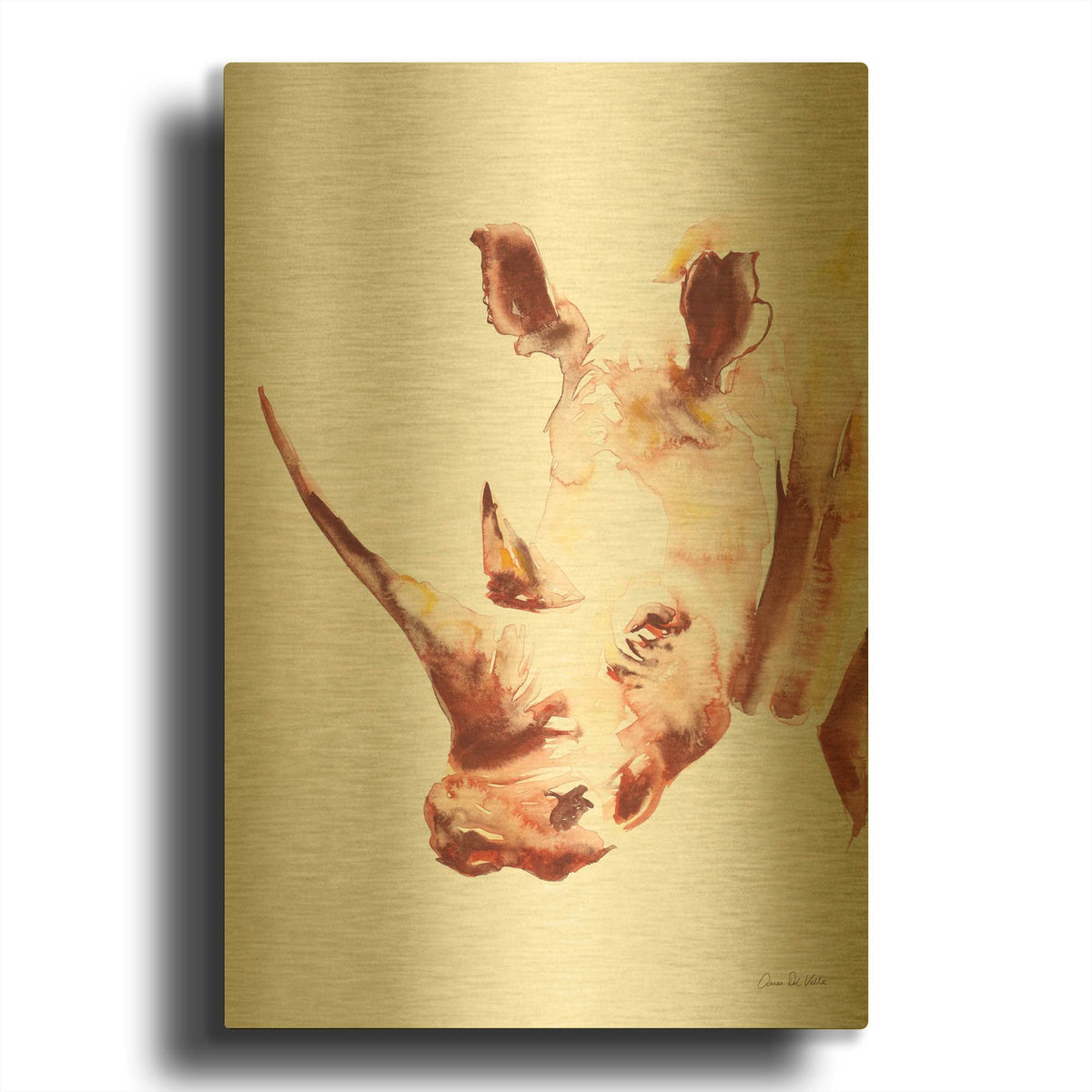 'Rhino' By Alan Majchrowicz Gold Metal Wall Art
