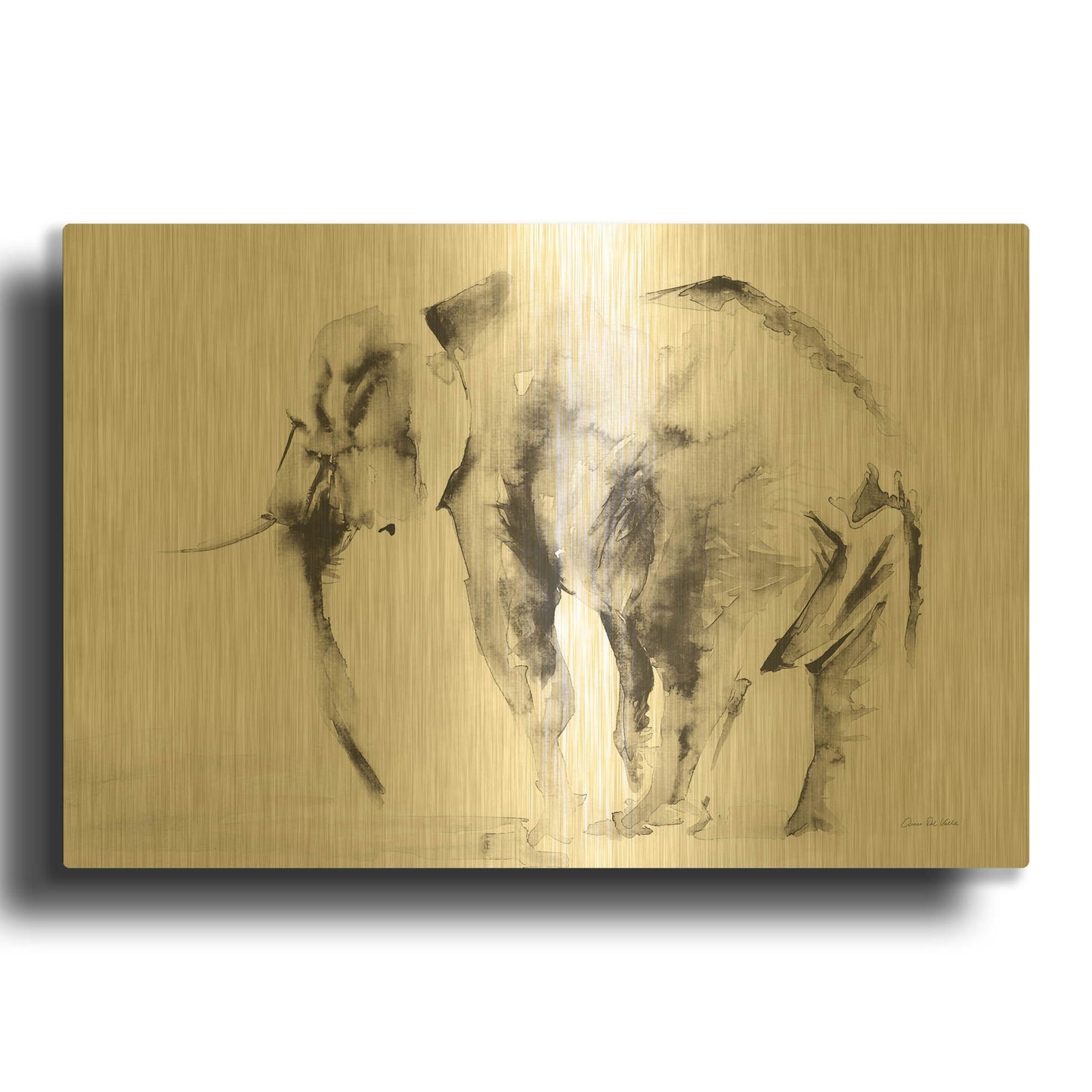 'Lone Elephant Gray' By Alan Majchrowicz Gold Metal Wall Art