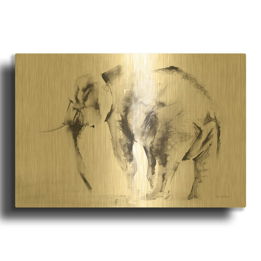 'Lone Elephant Gray' By Alan Majchrowicz Gold Metal Wall Art