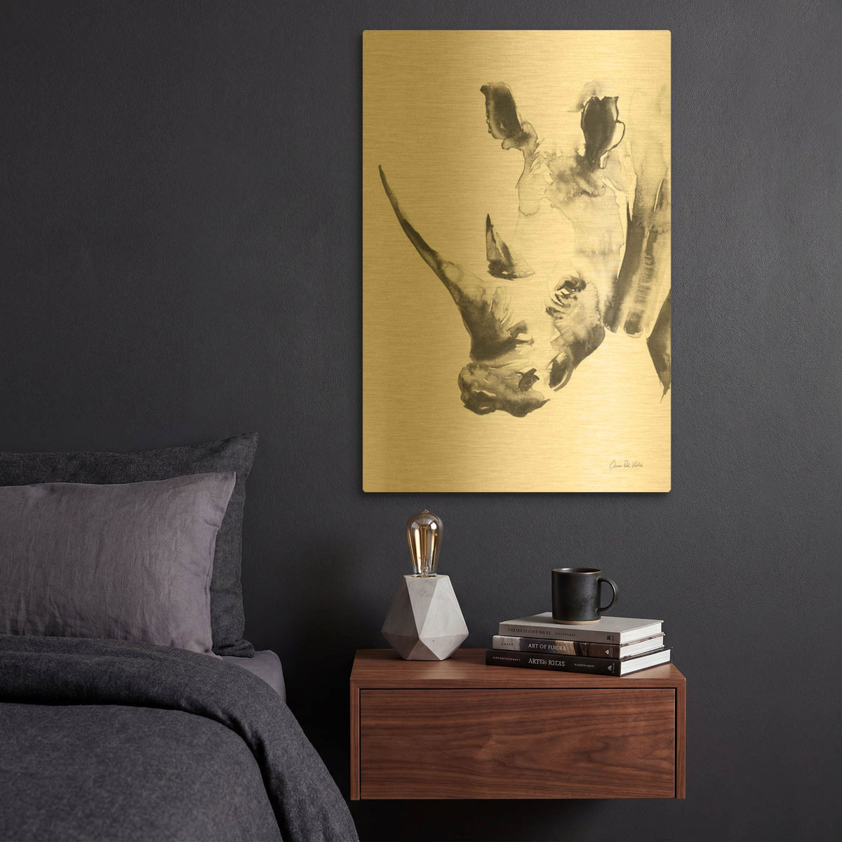 'Rhino Gray' By Alan Majchrowicz Gold Metal Wall Art
