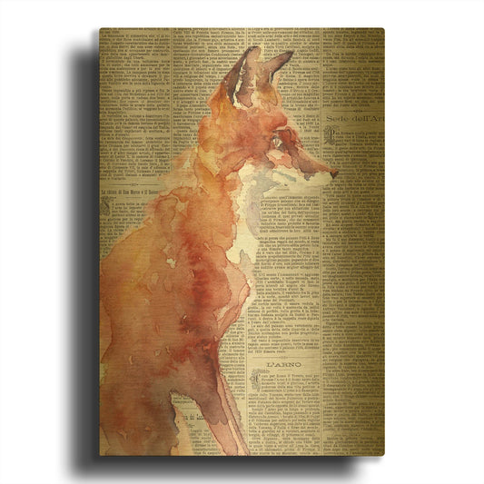 'Sly As A Fox Newsprint' By Alan Majchrowicz Gold Metal Wall Art