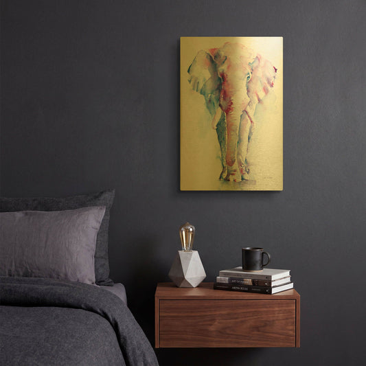 'An Elephant Never Forgets V2' By Alan Majchrowicz Gold Metal Wall Art