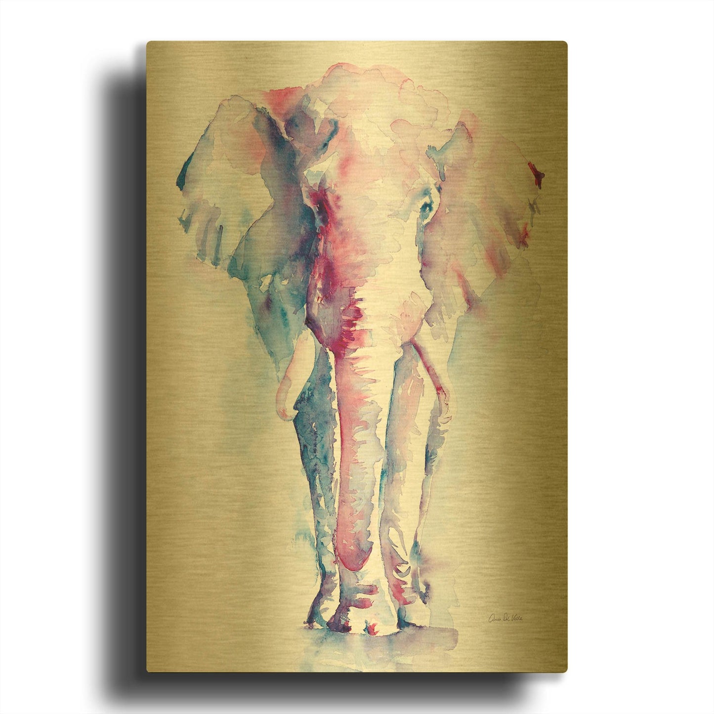 'An Elephant Never Forgets V2' By Alan Majchrowicz Gold Metal Wall Art