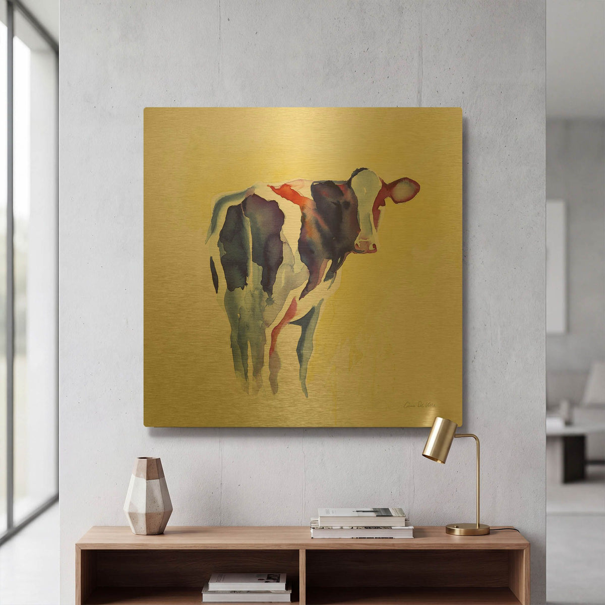'Holstein I' By Alan Majchrowicz Gold Metal Wall Art