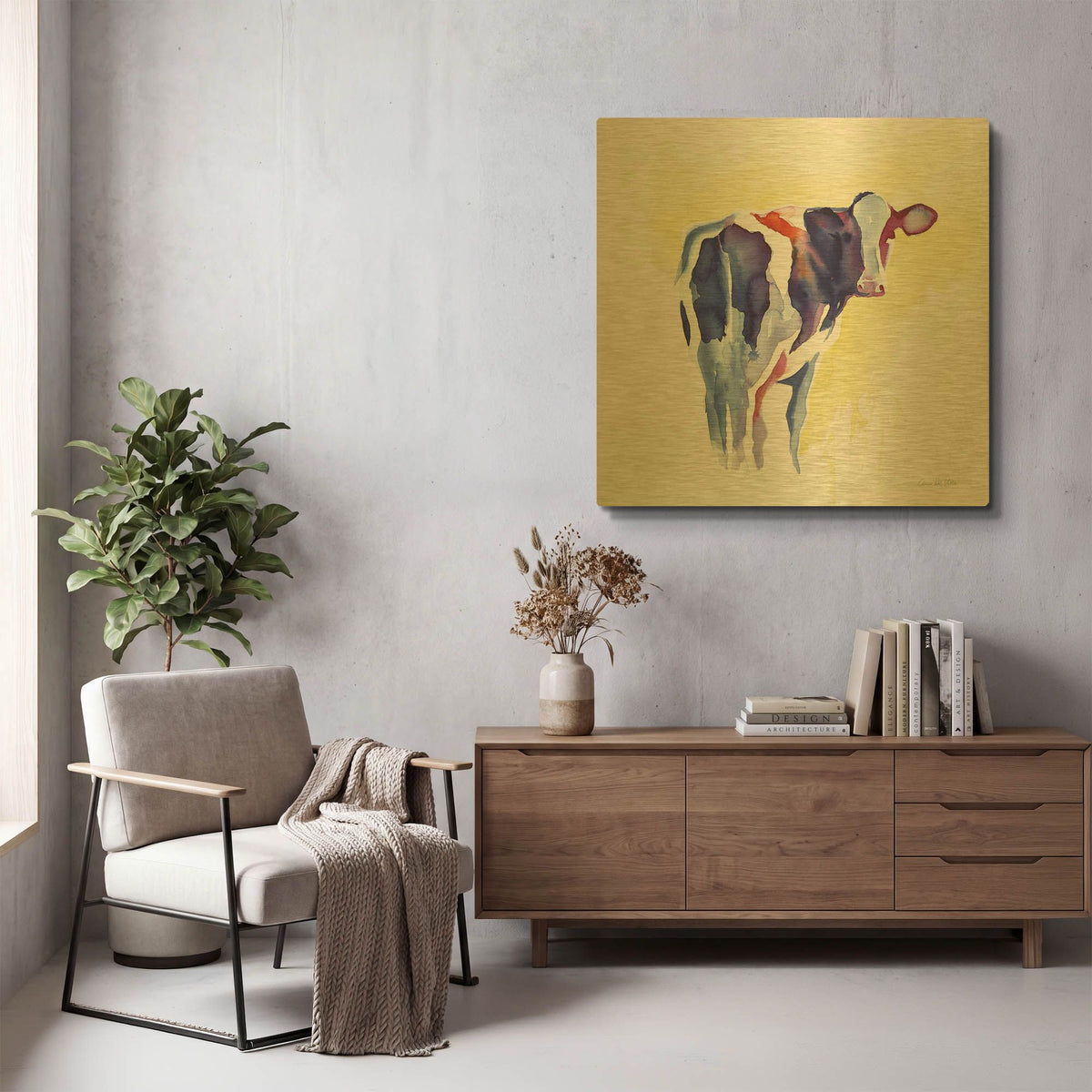 'Holstein I' By Alan Majchrowicz Gold Metal Wall Art