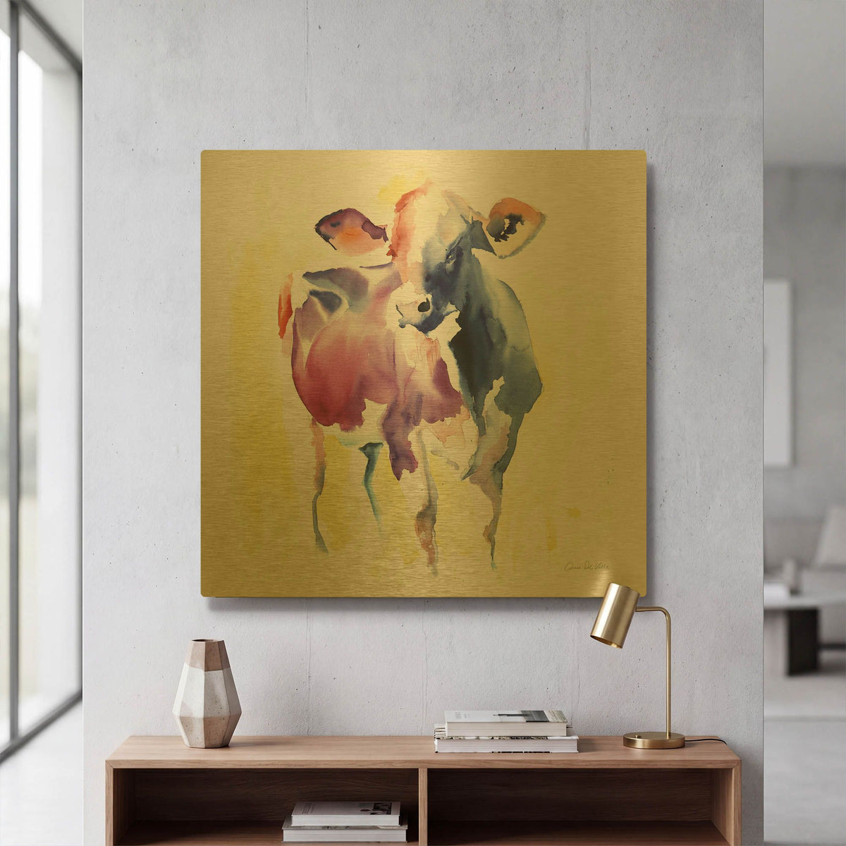'Holstein III' By Alan Majchrowicz Gold Metal Wall Art