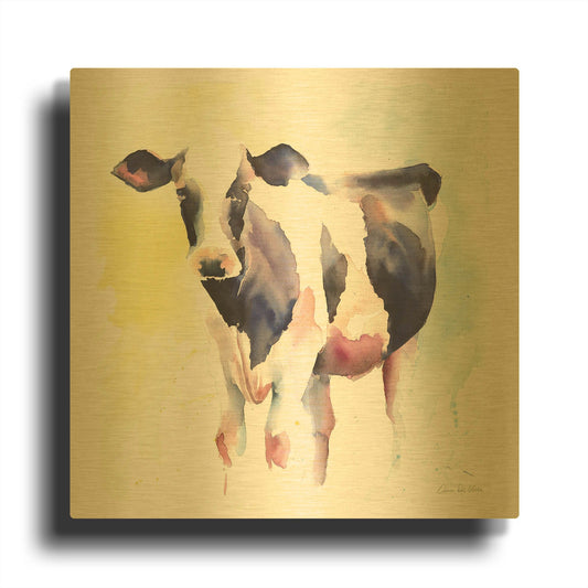 'Holstein IV' By Alan Majchrowicz Gold Metal Wall Art