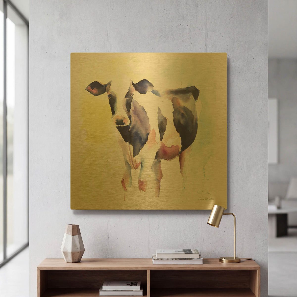 'Holstein IV' By Alan Majchrowicz Gold Metal Wall Art