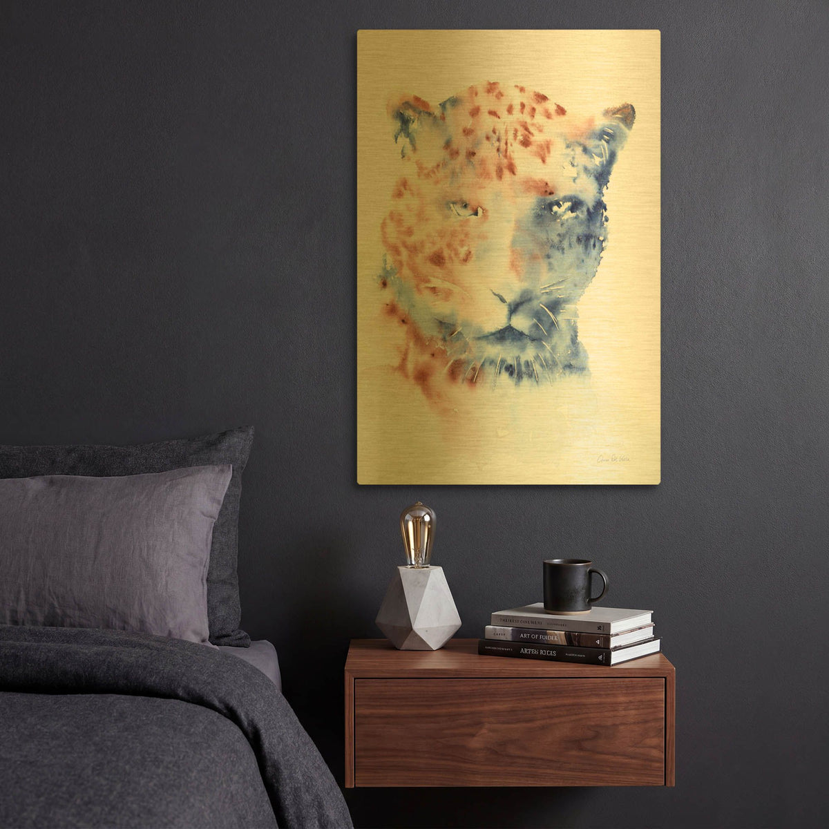 'Copper And Blue Cheetah' By Alan Majchrowicz Gold Metal Wall Art