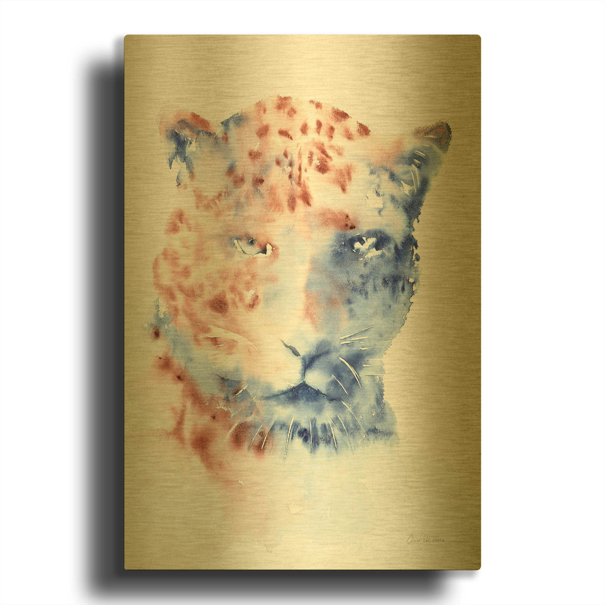 'Copper And Blue Cheetah' By Alan Majchrowicz Gold Metal Wall Art