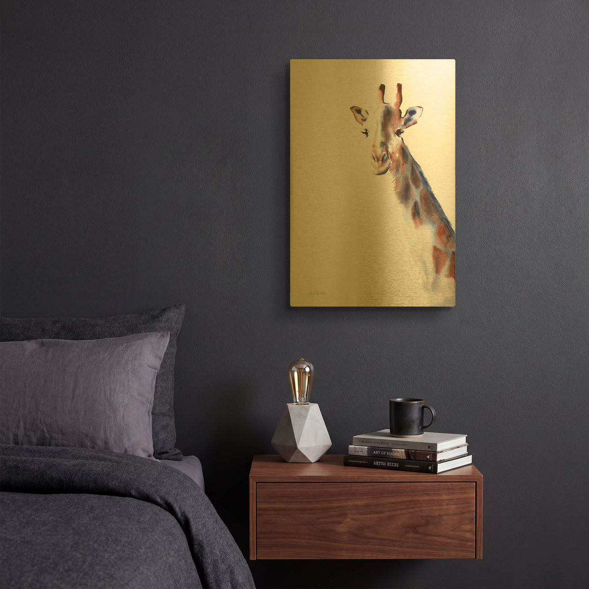 'Copper And Blue Giraffe' By Alan Majchrowicz Gold Metal Wall Art