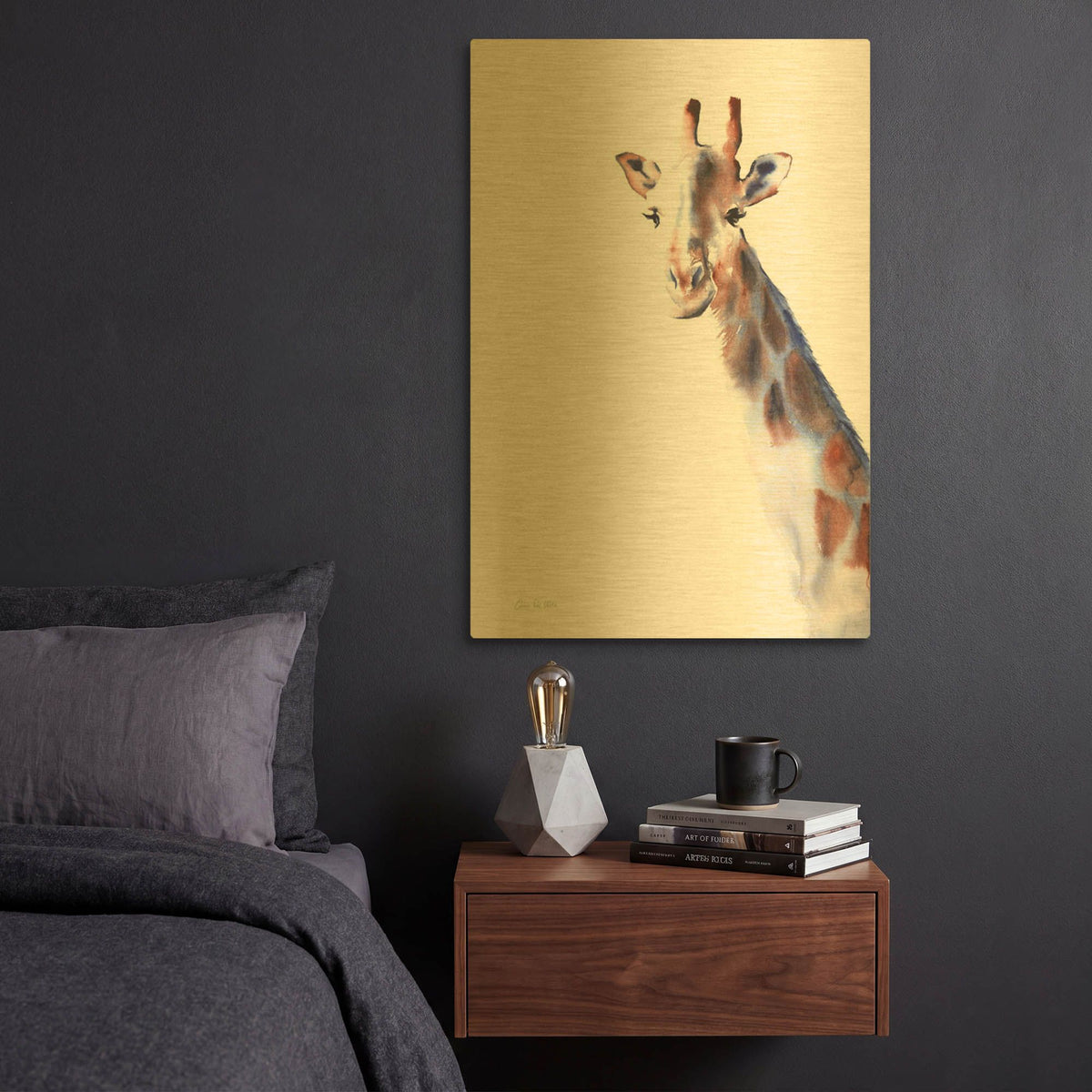 'Copper And Blue Giraffe' By Alan Majchrowicz Gold Metal Wall Art