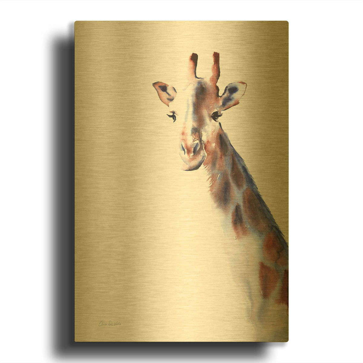 'Copper And Blue Giraffe' By Alan Majchrowicz Gold Metal Wall Art
