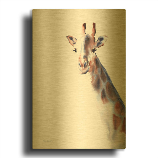 'Copper And Blue Giraffe' By Alan Majchrowicz Gold Metal Wall Art