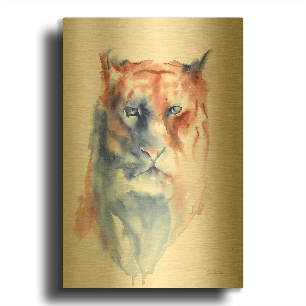 'Copper And Blue Lioness' By Alan Majchrowicz Gold Metal Wall Art