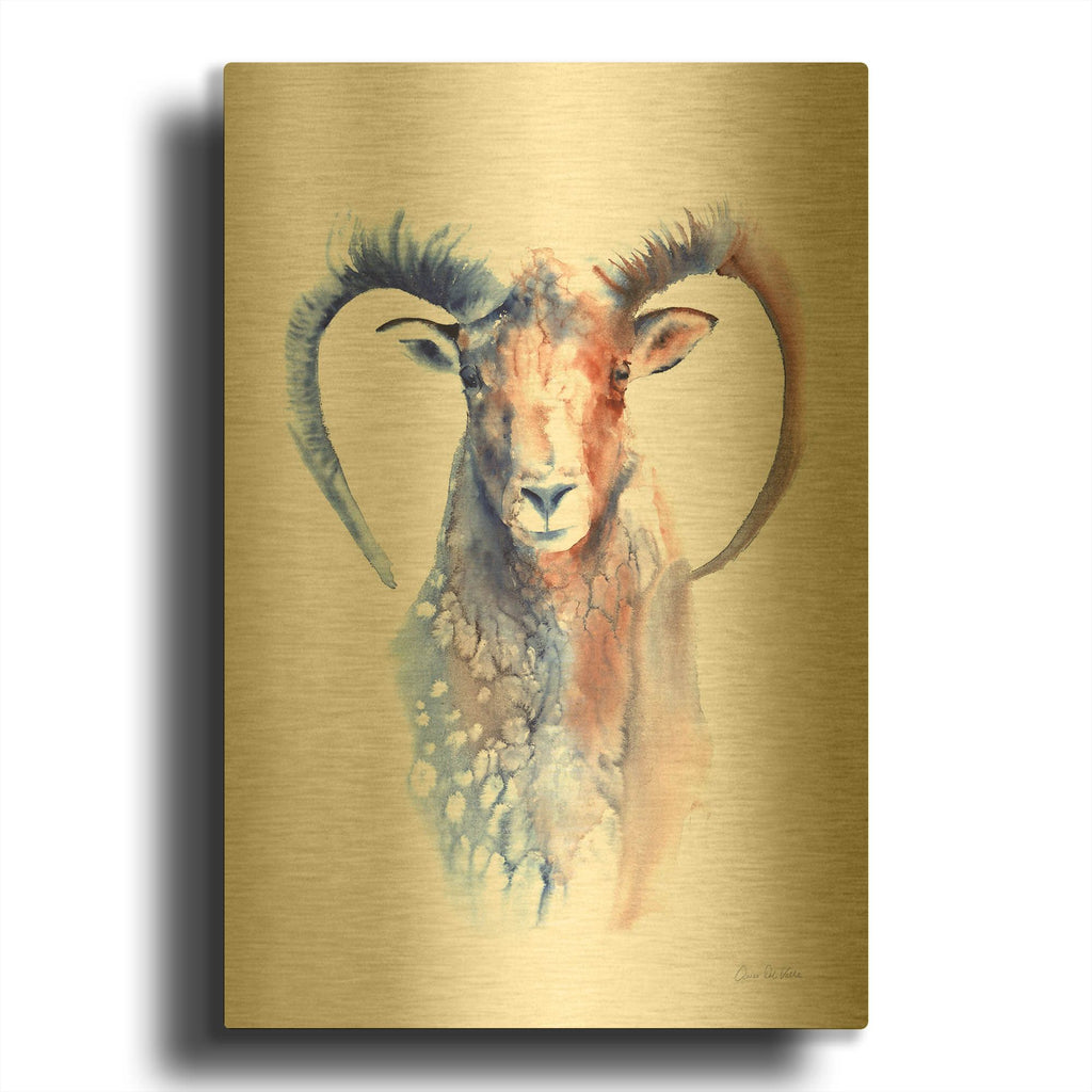 'Copper And Blue Ram' By Alan Majchrowicz Gold Metal Wall Art
