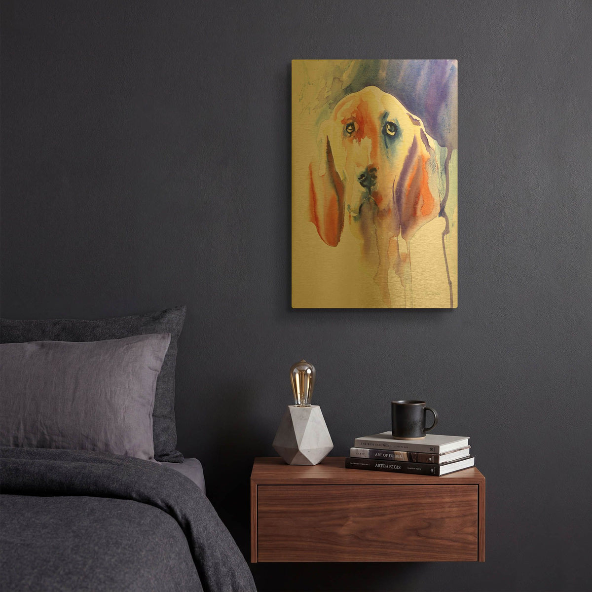 'Basset Hound' By Alan Majchrowicz Gold Metal Wall Art
