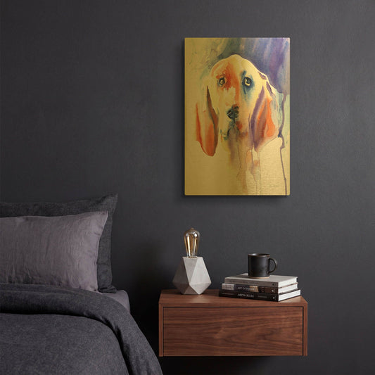 'Basset Hound' By Alan Majchrowicz Gold Metal Wall Art