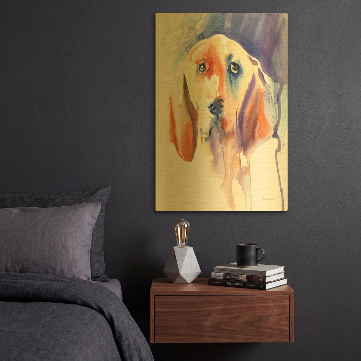 'Basset Hound' By Alan Majchrowicz Gold Metal Wall Art