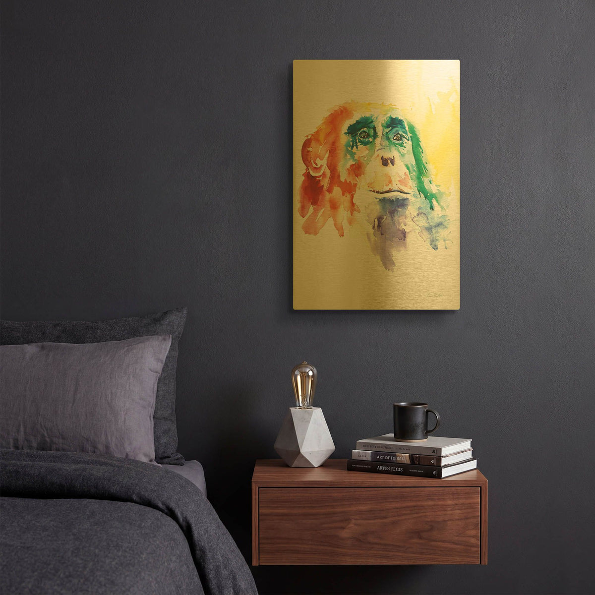 'Chimpanzee I' By Alan Majchrowicz Gold Metal Wall Art
