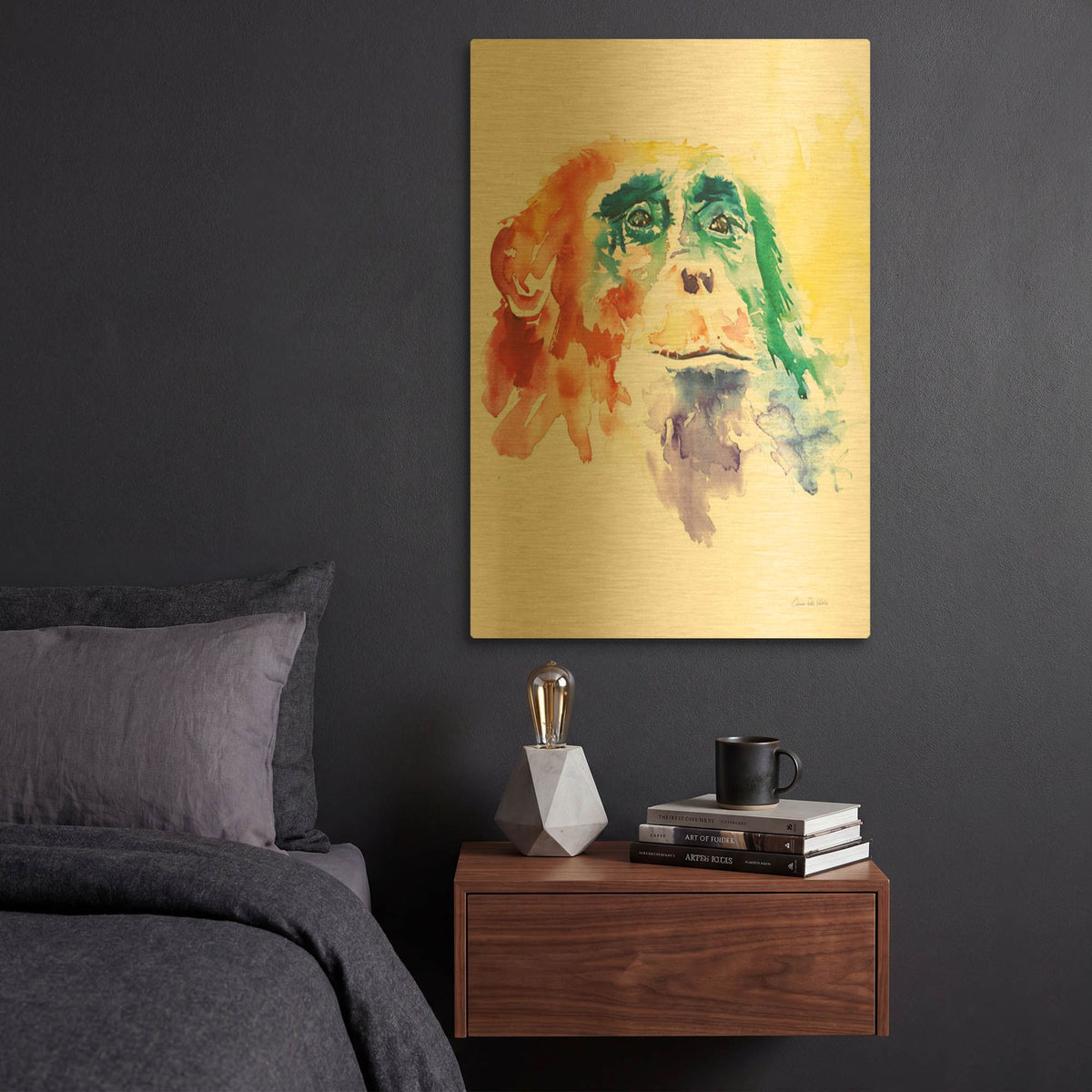 'Chimpanzee I' By Alan Majchrowicz Gold Metal Wall Art