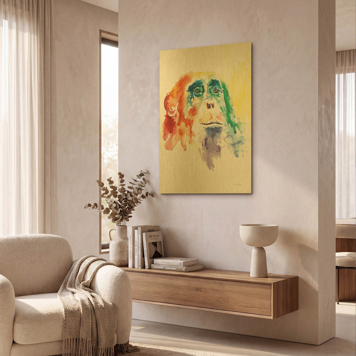 'Chimpanzee I' By Alan Majchrowicz Gold Metal Wall Art