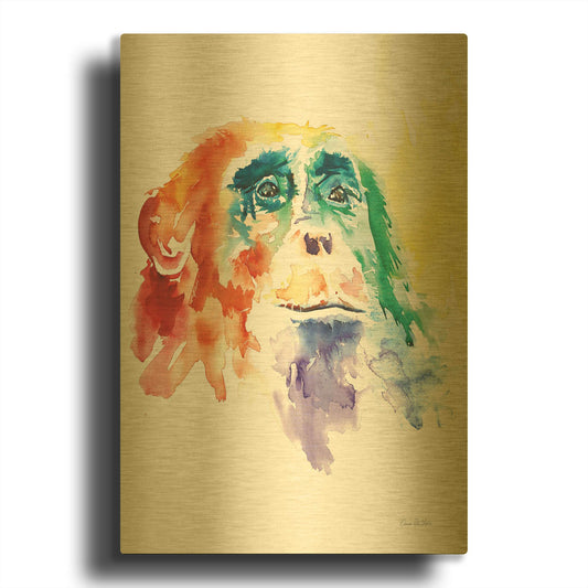 'Chimpanzee I' By Alan Majchrowicz Gold Metal Wall Art