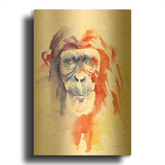 'Chimpanzee II' By Alan Majchrowicz Gold Metal Wall Art