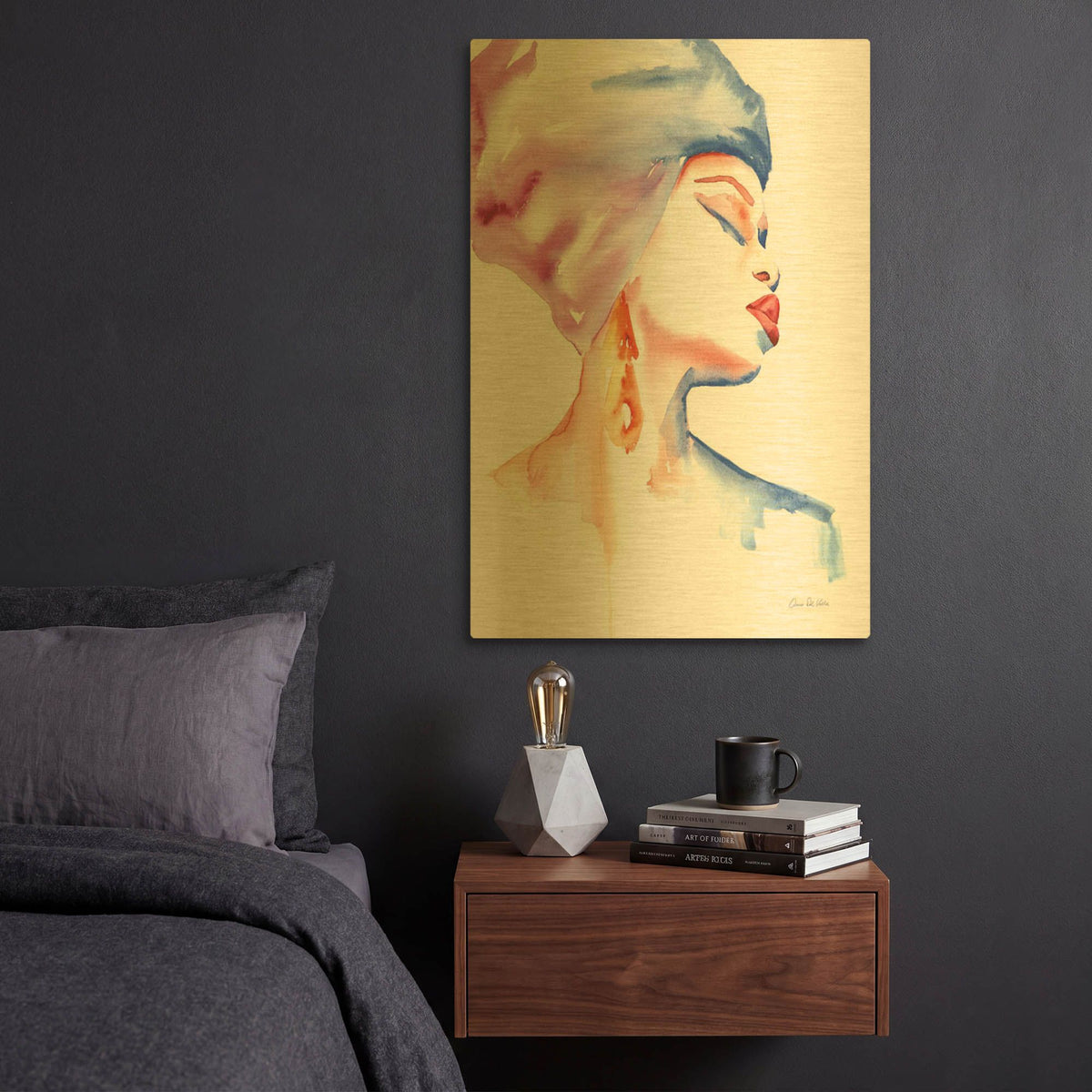'Woman In Purple' By Alan Majchrowicz Gold Metal Wall Art