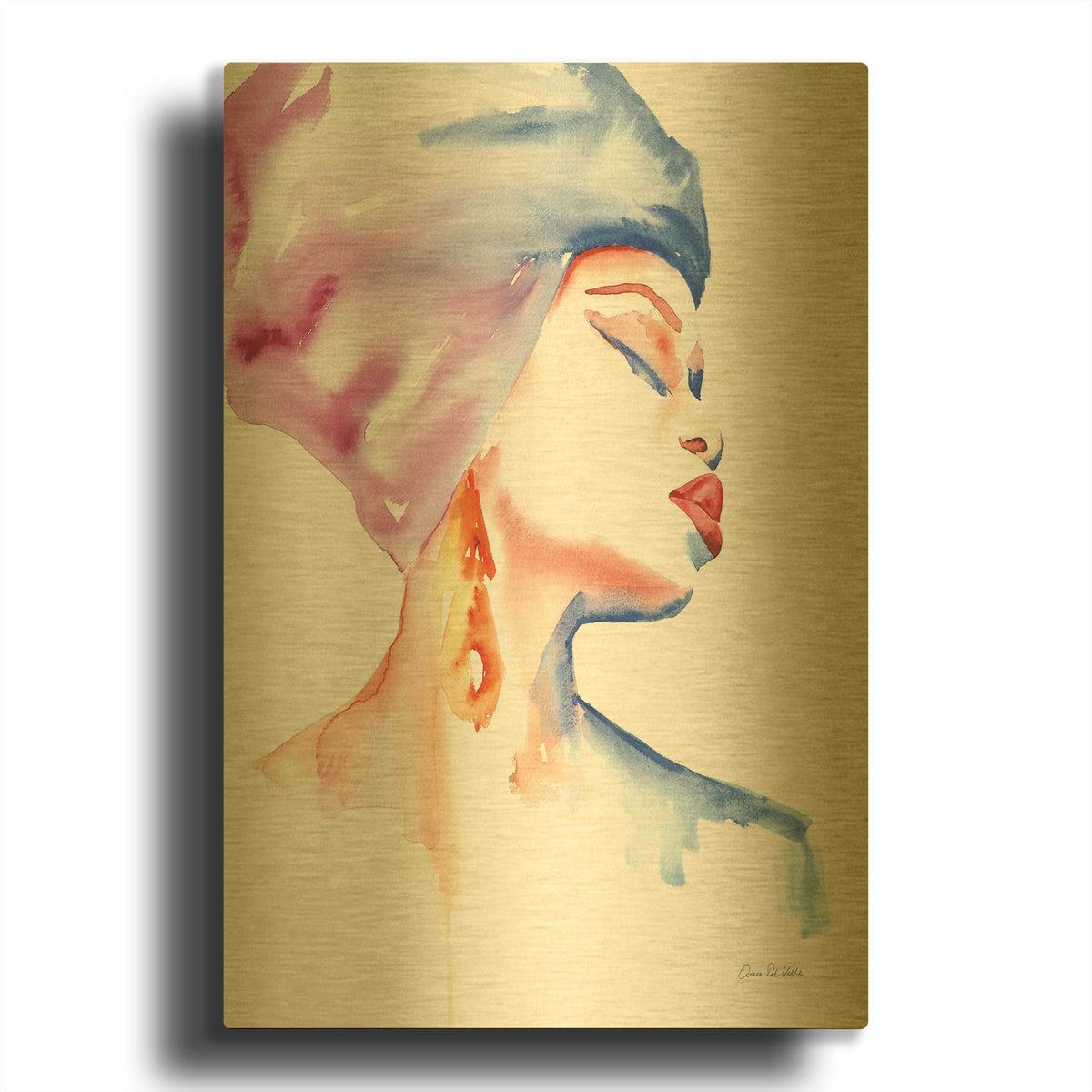 'Woman In Purple' By Alan Majchrowicz Gold Metal Wall Art