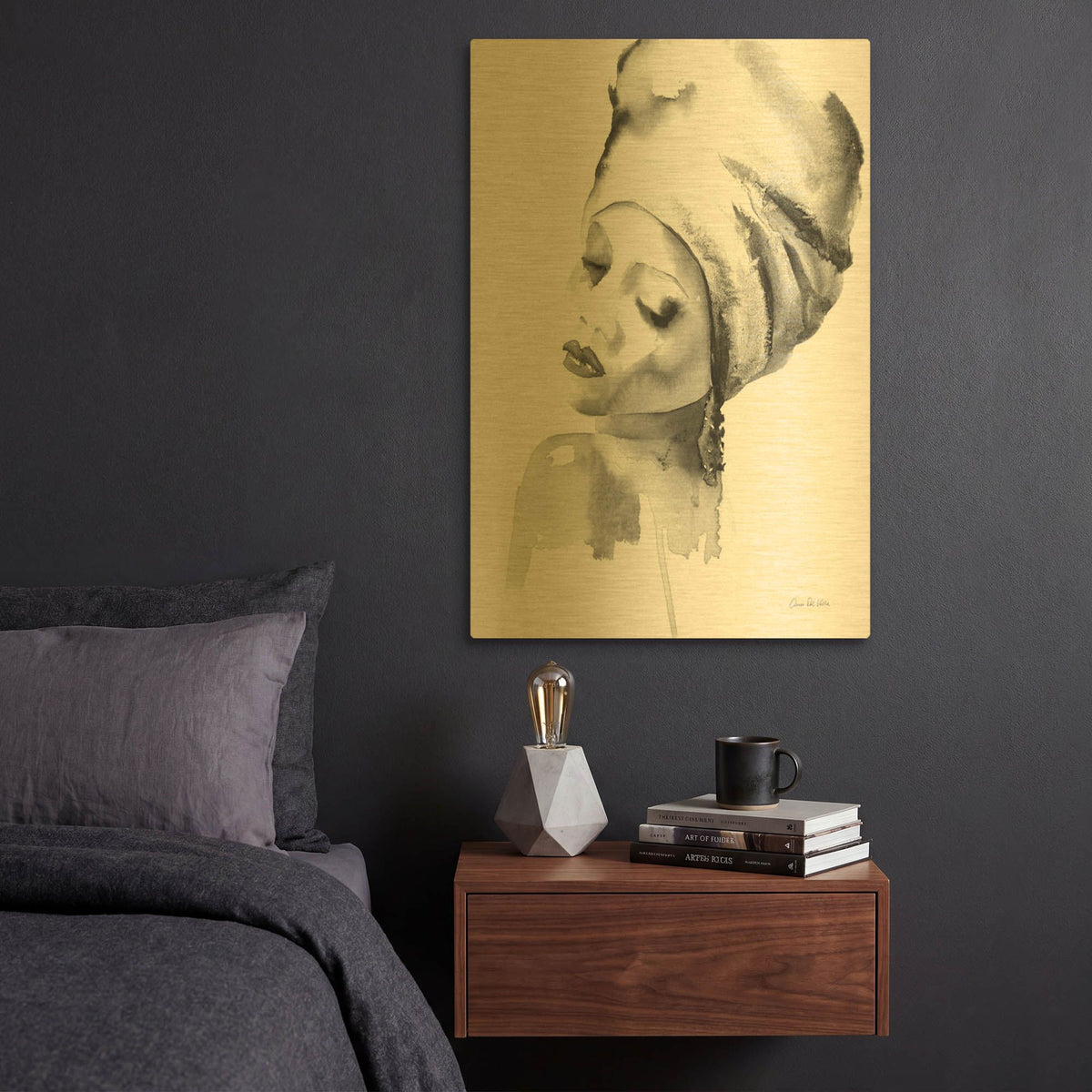 'Woman I BW' By Alan Majchrowicz Gold Metal Wall Art