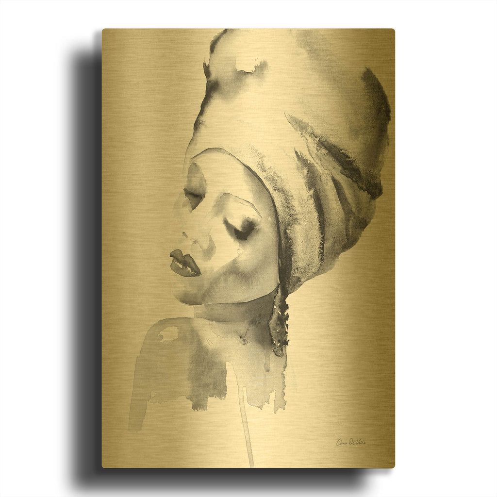 'Woman I BW' By Alan Majchrowicz Gold Metal Wall Art