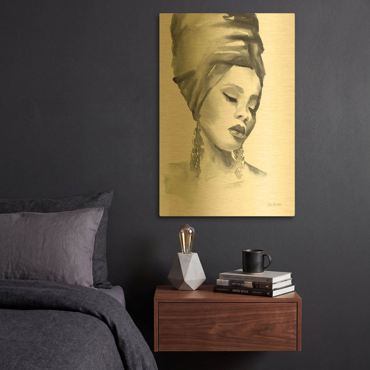 'Woman II BW' By Alan Majchrowicz Gold Metal Wall Art
