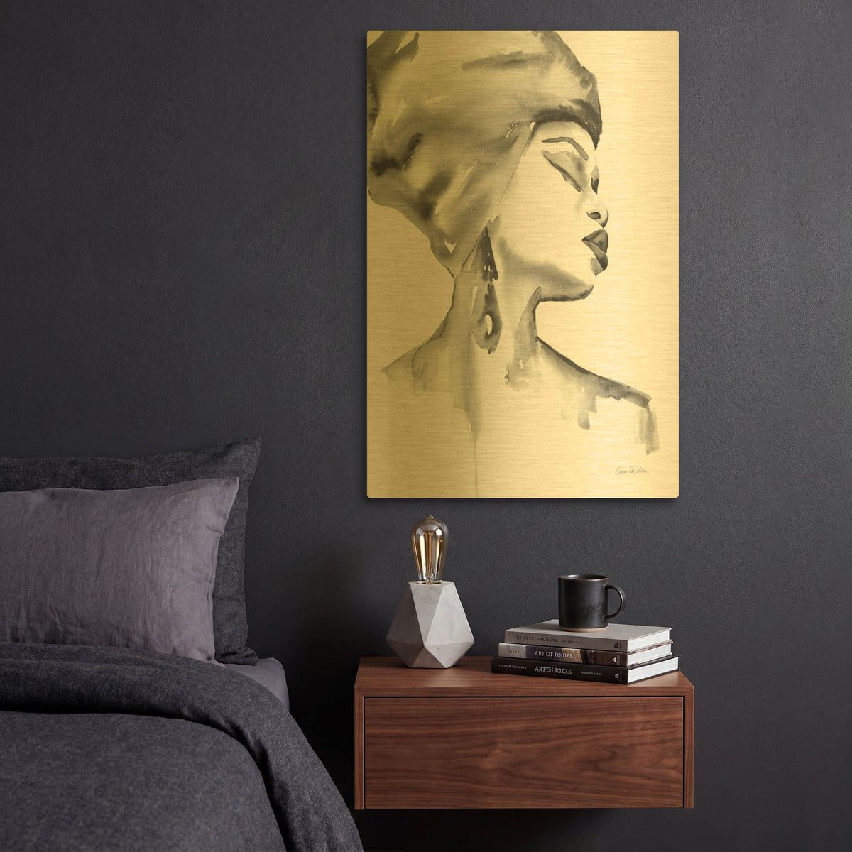 'Woman III BW' By Alan Majchrowicz Gold Metal Wall Art
