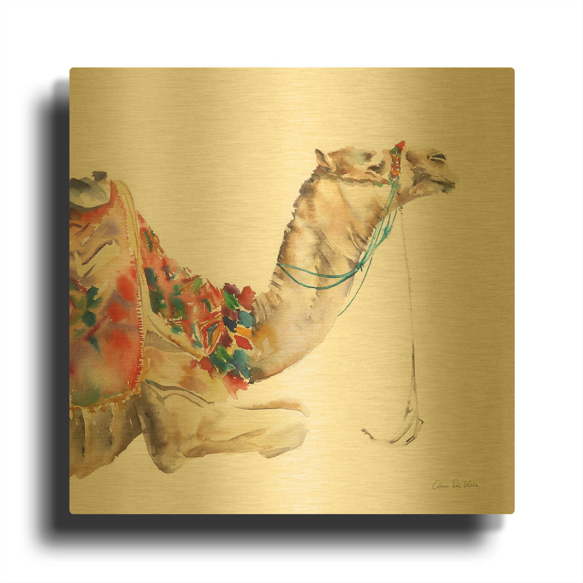 'Desert Camel I' By Alan Majchrowicz Gold Metal Wall Art