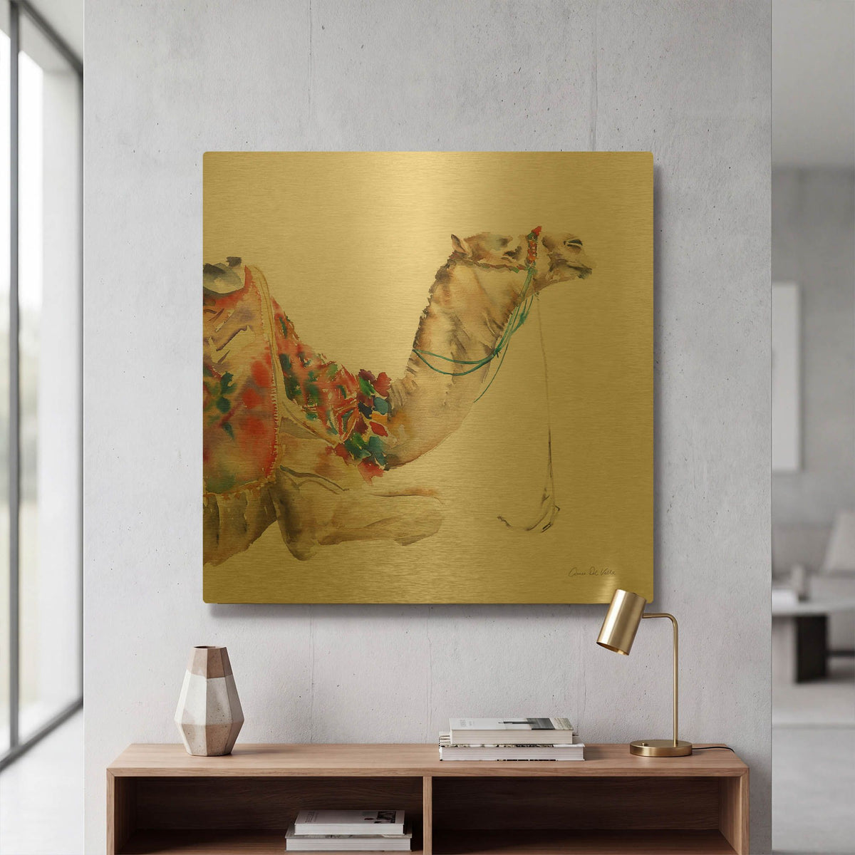 'Desert Camel I' By Alan Majchrowicz Gold Metal Wall Art