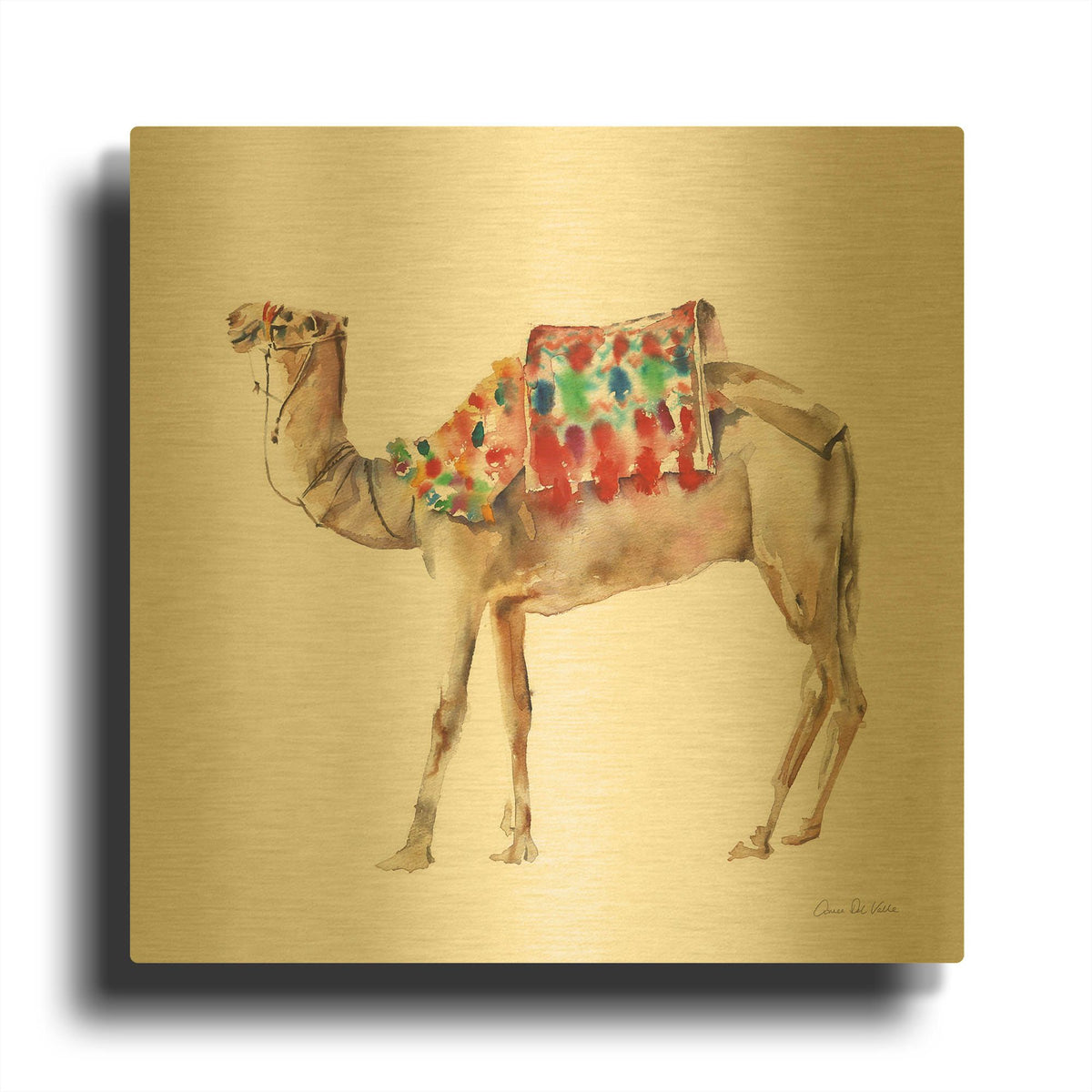 'Desert Camel II' By Alan Majchrowicz Gold Metal Wall Art