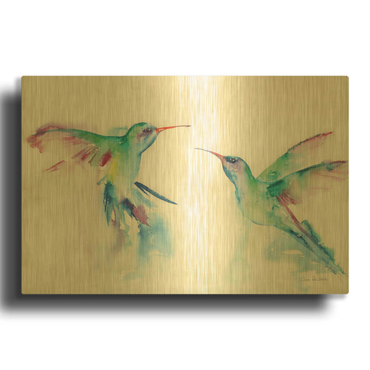 'Hummingbirds I' By Alan Majchrowicz Gold Metal Wall Art