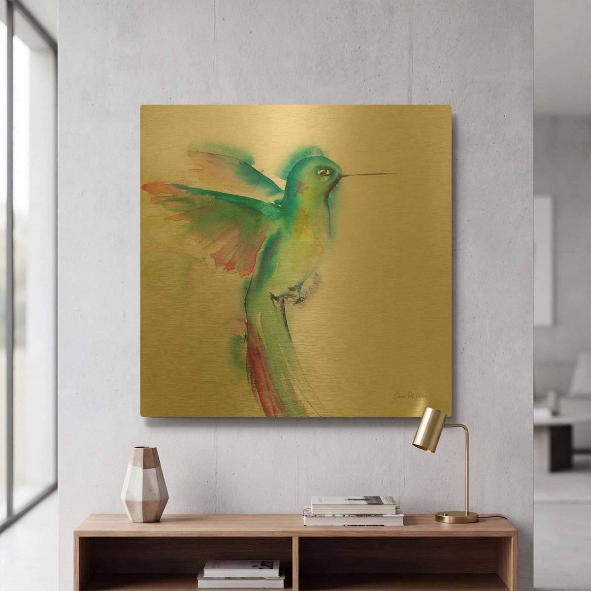 'Hummingbirds II' By Alan Majchrowicz Gold Metal Wall Art