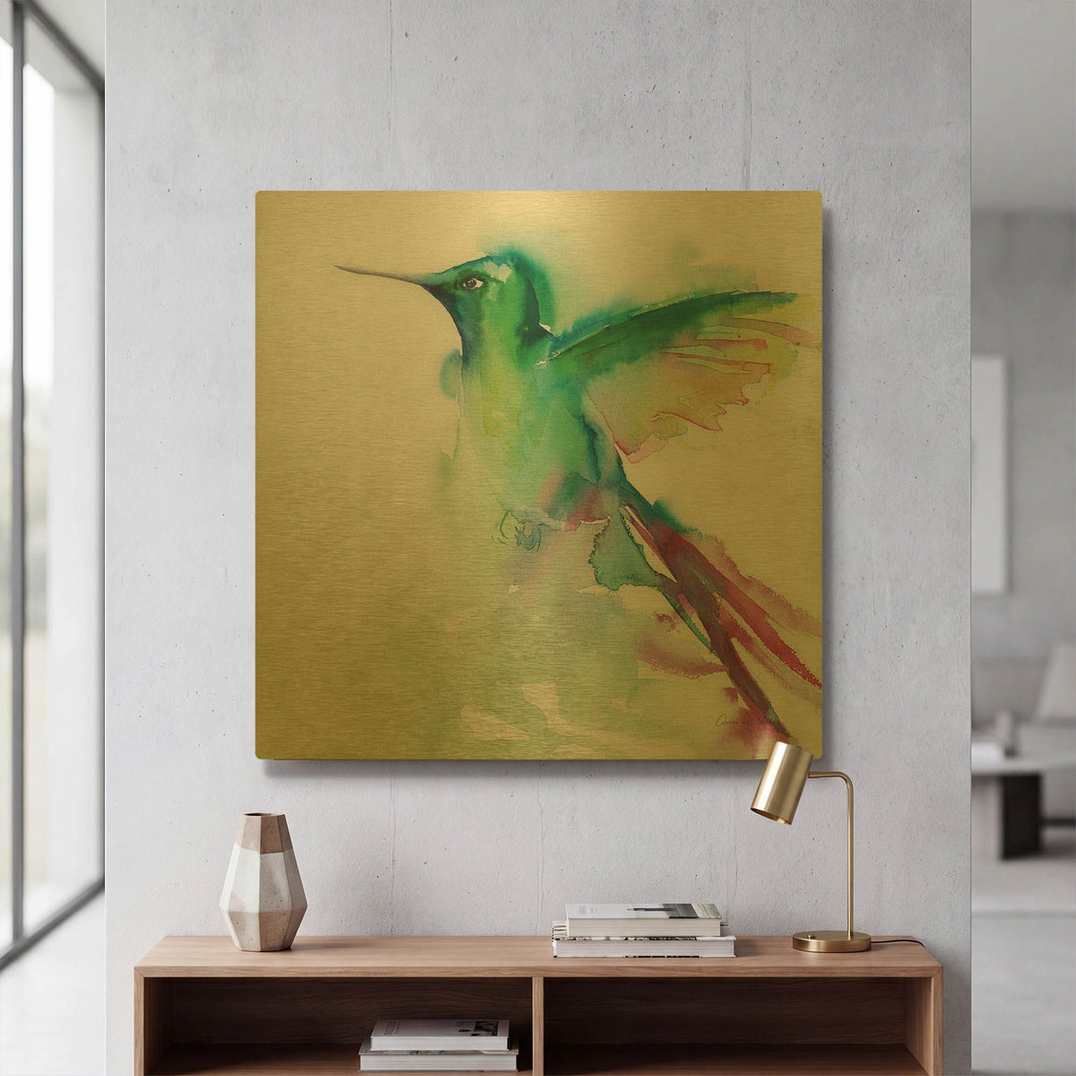 'Hummingbirds III' By Alan Majchrowicz Gold Metal Wall Art