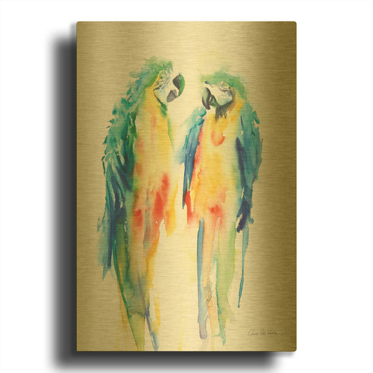 'Colorful Parrots I' By Alan Majchrowicz Gold Metal Wall Art