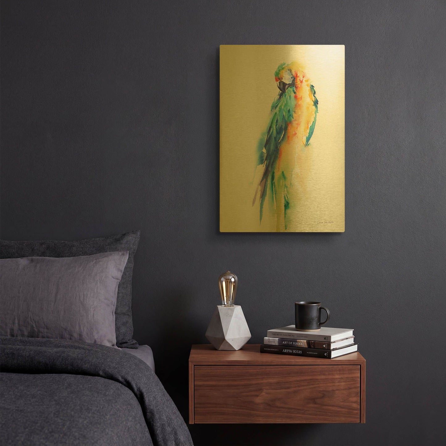 'Colorful Parrots II' By Alan Majchrowicz Gold Metal Wall Art