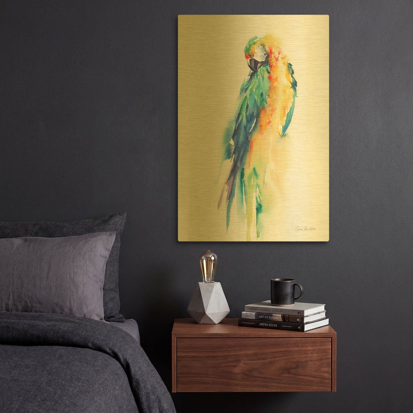 'Colorful Parrots II' By Alan Majchrowicz Gold Metal Wall Art