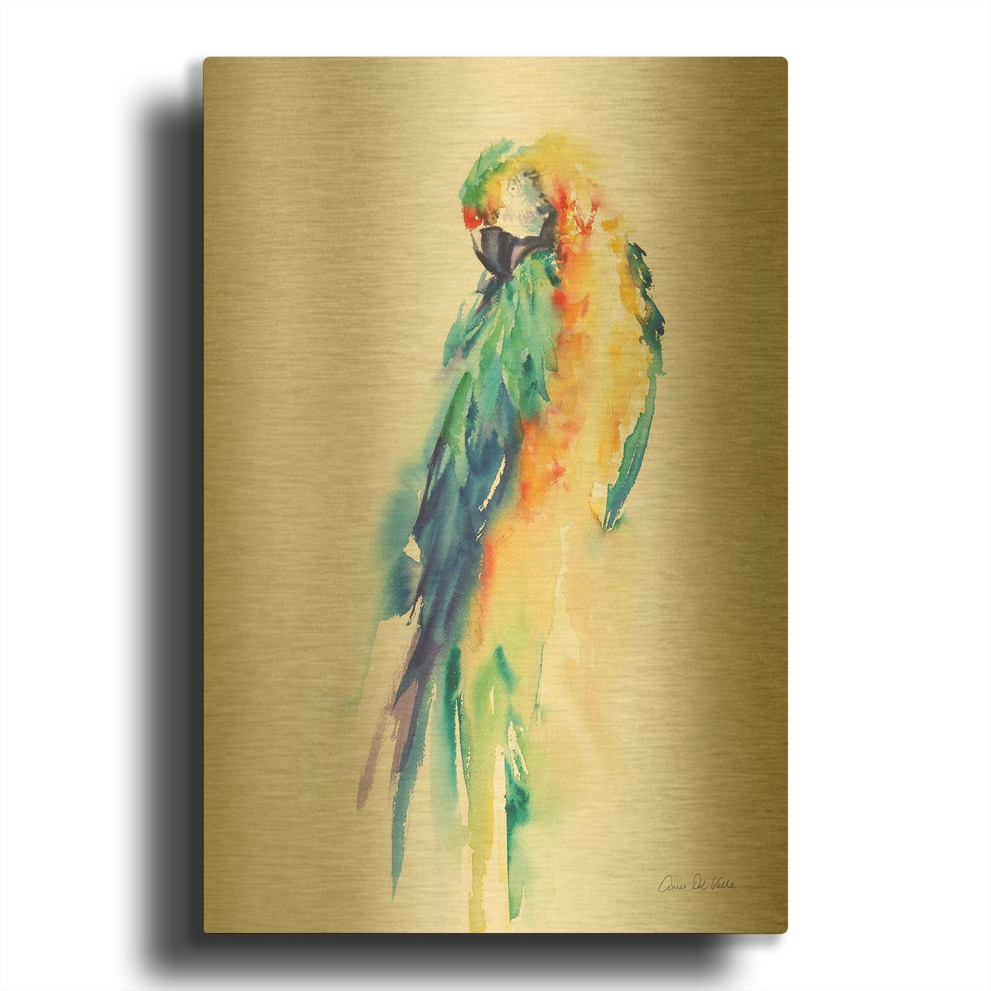 'Colorful Parrots II' By Alan Majchrowicz Gold Metal Wall Art