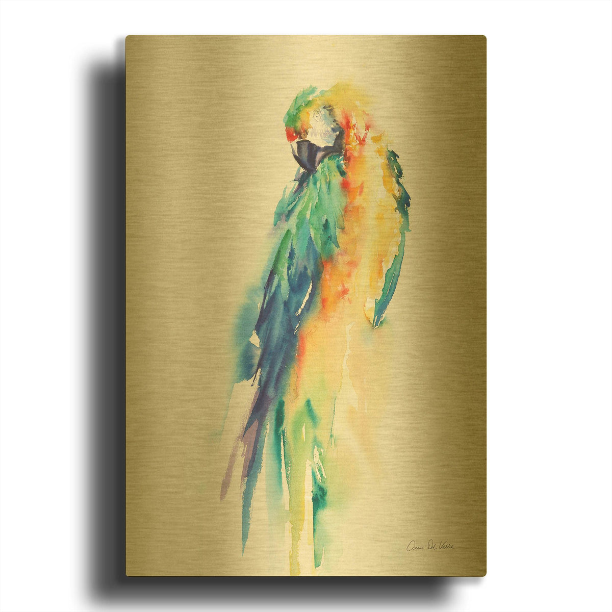 'Colorful Parrots II' By Alan Majchrowicz Gold Metal Wall Art