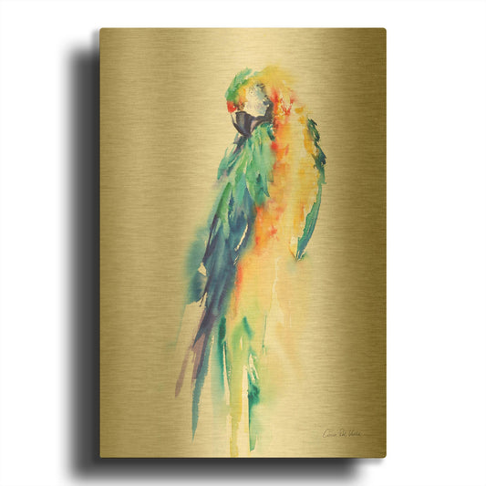 'Colorful Parrots II' By Alan Majchrowicz Gold Metal Wall Art